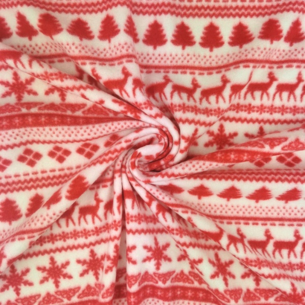 Christmas Anti Pill Fleece - NORDIC RED